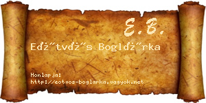 Eötvös Boglárka névjegykártya